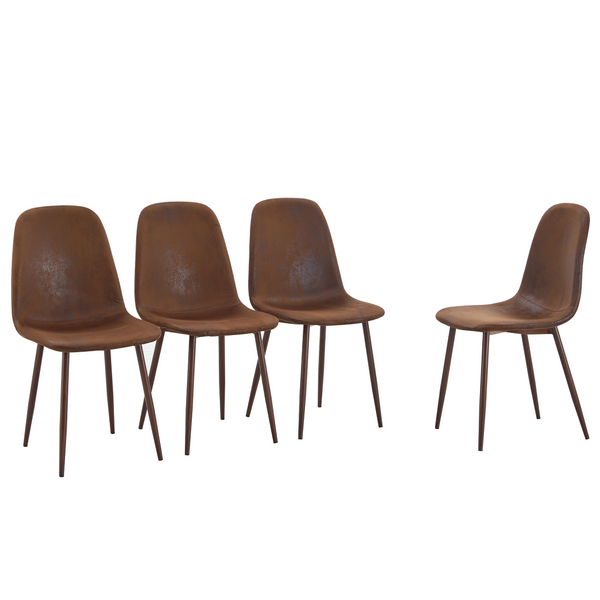English Elm Set of 4 Suede Backrest Dining Chairs with Walnut Finish Legs for Scandinavian Homes W3226P279070