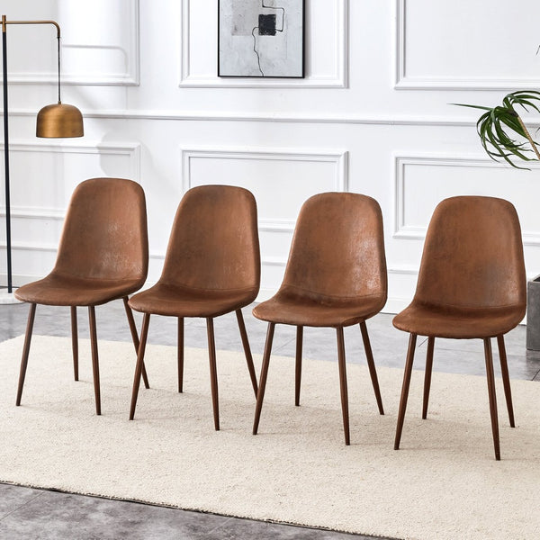 English Elm Set of 4 Suede Backrest Dining Chairs with Walnut Finish Legs for Scandinavian Homes W3226P279070
