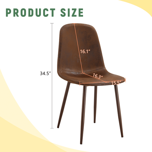 English Elm Set of 4 Suede Backrest Dining Chairs with Walnut Finish Legs for Scandinavian Homes W3226P279070
