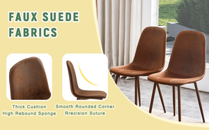 English Elm Set of 4 Suede Backrest Dining Chairs with Walnut Finish Legs for Scandinavian Homes W3226P279070
