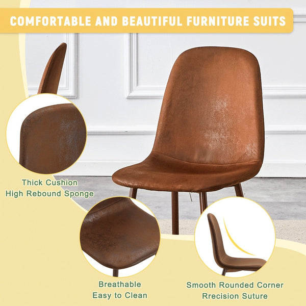 English Elm Set of 4 Suede Backrest Dining Chairs with Walnut Finish Legs for Scandinavian Homes W3226P279070