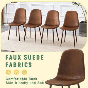 English Elm Set of 4 Suede Backrest Dining Chairs with Walnut Finish Legs for Scandinavian Homes W3226P279070