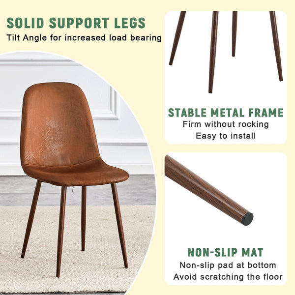 English Elm Set of 4 Suede Backrest Dining Chairs with Walnut Finish Legs for Scandinavian Homes W3226P279070