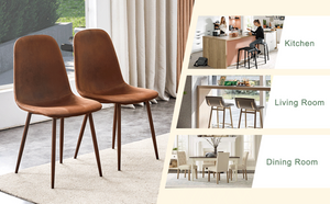 English Elm Set of 4 Suede Backrest Dining Chairs with Walnut Finish Legs for Scandinavian Homes W3226P279070