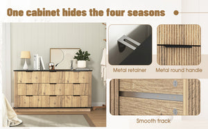 English Elm Modern Nine Drawer Mdf Storage Cabinet Low Profile Dresser for Bedroom or Entryway W3226P279087