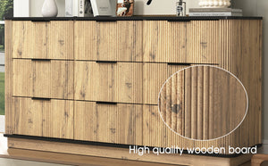 English Elm Modern Nine Drawer Mdf Storage Cabinet Low Profile Dresser for Bedroom or Entryway W3226P279087