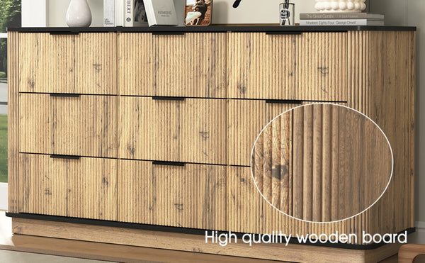 English Elm Modern Nine Drawer Mdf Storage Cabinet Low Profile Dresser for Bedroom or Entryway W3226P279087
