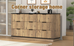 English Elm Modern Nine Drawer Mdf Storage Cabinet Low Profile Dresser for Bedroom or Entryway W3226P279087