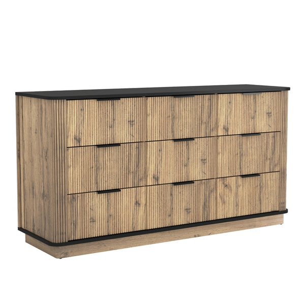 English Elm Modern Nine Drawer Mdf Storage Cabinet Low Profile Dresser for Bedroom or Entryway W3226P279087