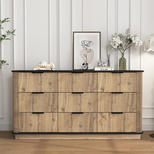 English Elm Modern Nine Drawer Mdf Storage Cabinet Low Profile Dresser for Bedroom or Entryway W3226P279087