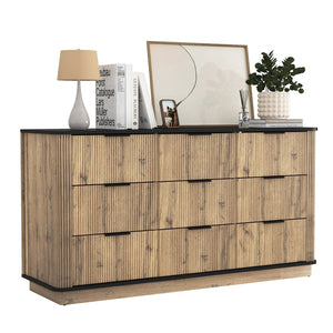 English Elm Modern Nine Drawer Mdf Storage Cabinet Low Profile Dresser for Bedroom or Entryway W3226P279087