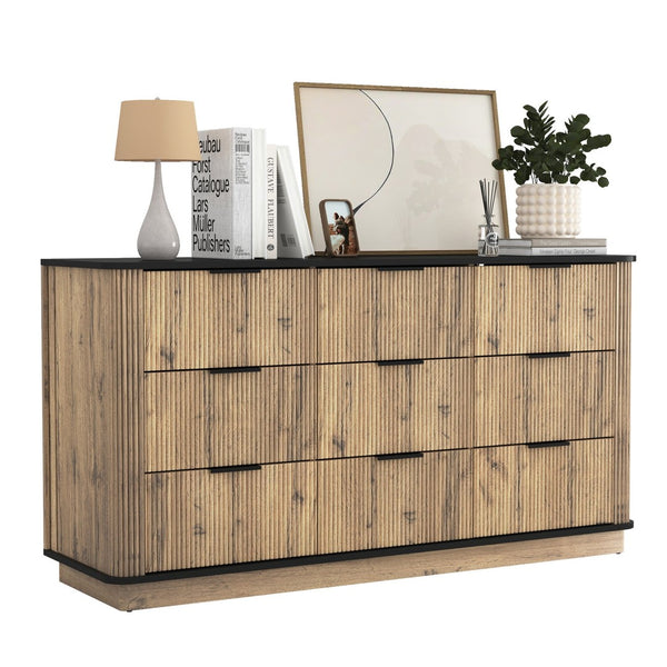 English Elm Modern Nine Drawer Mdf Storage Cabinet Low Profile Dresser for Bedroom or Entryway W3226P279087