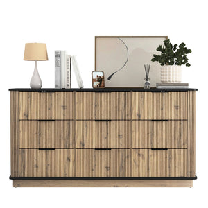 English Elm Modern Nine Drawer Mdf Storage Cabinet Low Profile Dresser for Bedroom or Entryway W3226P279087