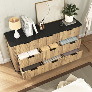 English Elm Modern Nine Drawer Mdf Storage Cabinet Low Profile Dresser for Bedroom or Entryway W3226P279087