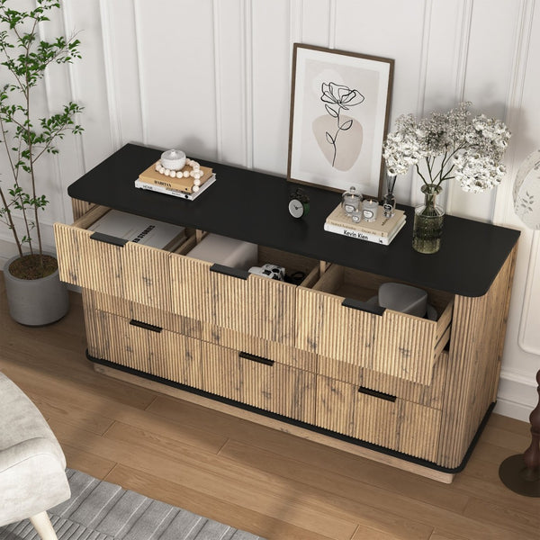English Elm Modern Nine Drawer Mdf Storage Cabinet Low Profile Dresser for Bedroom or Entryway W3226P279087