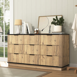 English Elm Modern Nine Drawer Mdf Storage Cabinet Low Profile Dresser for Bedroom or Entryway W3226P279087