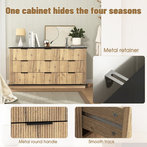 English Elm Modern Nine Drawer Mdf Storage Cabinet Low Profile Dresser for Bedroom or Entryway W3226P279087