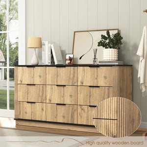 English Elm Modern Nine Drawer Mdf Storage Cabinet Low Profile Dresser for Bedroom or Entryway W3226P279087