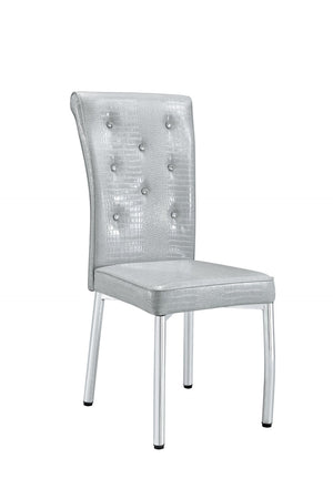 English Elm A Set of 4 Glam Faux Alligator Pvc Dining Chairs with Crystal Buckle Accents W3226P344056