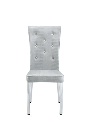 English Elm A Set of 4 Glam Faux Alligator Pvc Dining Chairs with Crystal Buckle Accents W3226P344056