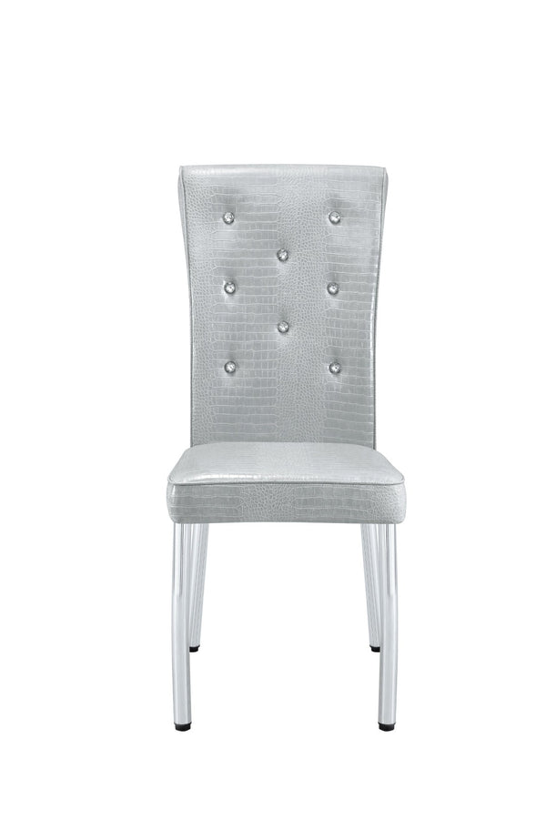 English Elm A Set of 4 Glam Faux Alligator Pvc Dining Chairs with Crystal Buckle Accents W3226P344056