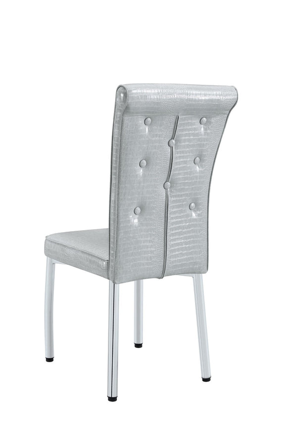 English Elm A Set of 4 Glam Faux Alligator Pvc Dining Chairs with Crystal Buckle Accents W3226P344056