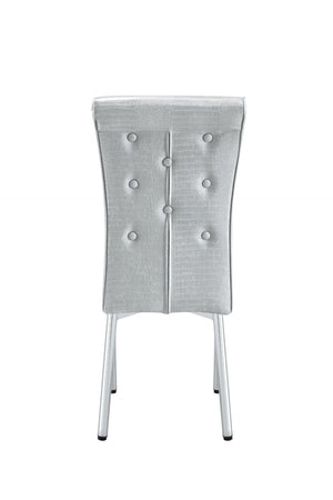 English Elm A Set of 4 Glam Faux Alligator Pvc Dining Chairs with Crystal Buckle Accents W3226P344056