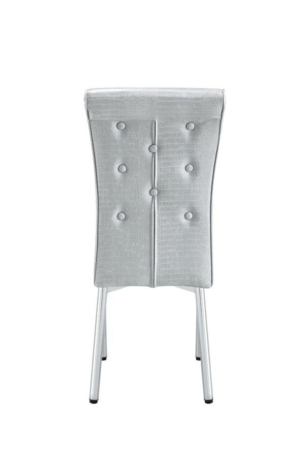 English Elm A Set of 4 Glam Faux Alligator Pvc Dining Chairs with Crystal Buckle Accents W3226P344056