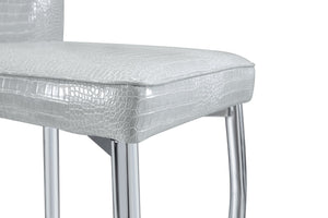 English Elm A Set of 4 Glam Faux Alligator Pvc Dining Chairs with Crystal Buckle Accents W3226P344056