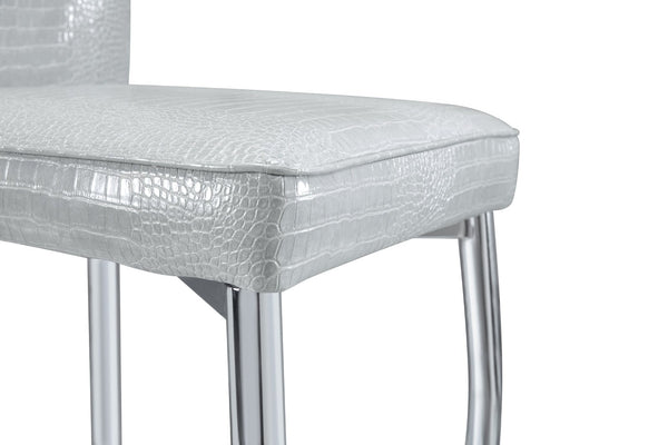 English Elm A Set of 4 Glam Faux Alligator Pvc Dining Chairs with Crystal Buckle Accents W3226P344056