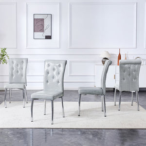 English Elm A Set of 4 Glam Faux Alligator Pvc Dining Chairs with Crystal Buckle Accents W3226P344056