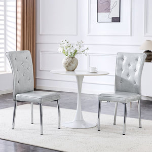 English Elm A Set of 4 Glam Faux Alligator Pvc Dining Chairs with Crystal Buckle Accents W3226P344056