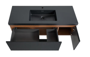 English Elm 48 Inch Wall Mounted Bathroom Vanity with Integrated Resin Basin and Matte Black Finish W3235P492077
