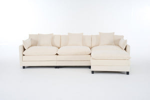 English Elm 108 Inch Chenille Modular Sectional Sofa with Ottoman Deep Seat Cloud Lounge Living Room W3244P392644