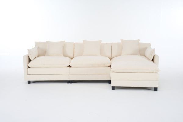 English Elm 108 Inch Chenille Modular Sectional Sofa with Ottoman Deep Seat Cloud Lounge Living Room W3244P392644