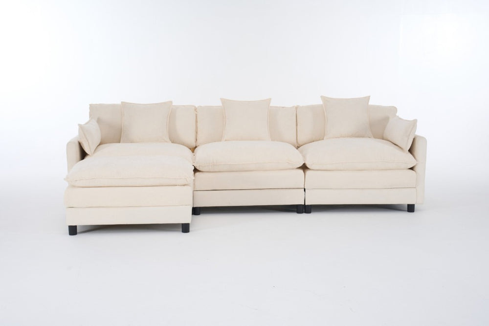 English Elm 108 Inch Chenille Modular Sectional Sofa with Ottoman Deep Seat Cloud Lounge Living Room W3244P392644