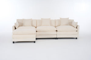 English Elm 108 Inch Chenille Modular Sectional Sofa with Ottoman Deep Seat Cloud Lounge Living Room W3244P392644