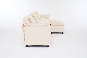 English Elm 108 Inch Chenille Modular Sectional Sofa with Ottoman Deep Seat Cloud Lounge Living Room W3244P392644