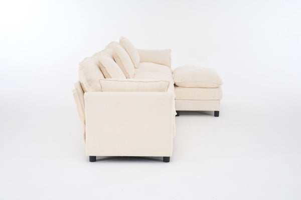 English Elm 108 Inch Chenille Modular Sectional Sofa with Ottoman Deep Seat Cloud Lounge Living Room W3244P392644