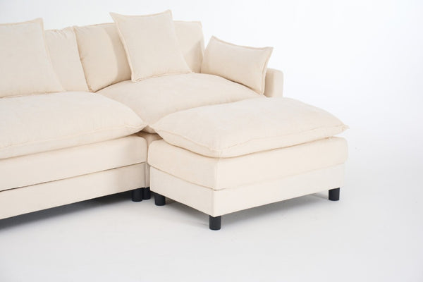 English Elm 108 Inch Chenille Modular Sectional Sofa with Ottoman Deep Seat Cloud Lounge Living Room W3244P392644