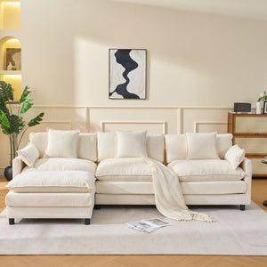 English Elm 108 Inch Chenille Modular Sectional Sofa with Ottoman Deep Seat Cloud Lounge Living Room W3244P392644