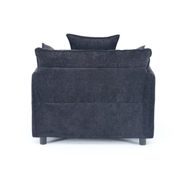 English Elm 108 Inch L Shaped Chenille Sectional Sofa Modern Square Arm Living Room Seating Black W3244P392652