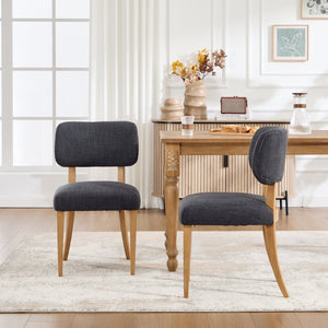 English Elm Wooden Fabric Upholstered Dining Chair Set Farmhouse Modern Style for Small Spaces W3244P487860