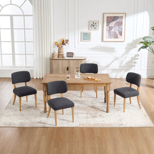 English Elm Wooden Fabric Upholstered Dining Chair Set Farmhouse Modern Style for Small Spaces W3244P487860