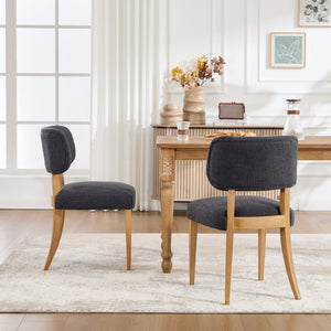 English Elm Wooden Fabric Upholstered Dining Chair Set Farmhouse Modern Style for Small Spaces W3244P487860