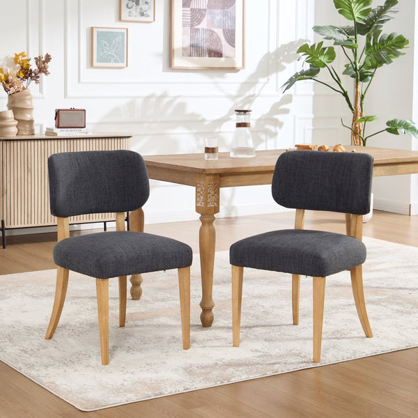 English Elm Wooden Fabric Upholstered Dining Chair Set Farmhouse Modern Style for Small Spaces W3244P487860