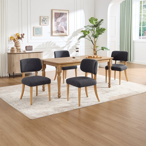 English Elm Wooden Fabric Upholstered Dining Chair Set Farmhouse Modern Style for Small Spaces W3244P487860