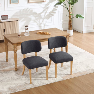 English Elm Wooden Fabric Upholstered Dining Chair Set Farmhouse Modern Style for Small Spaces W3244P487860