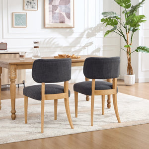 English Elm Wooden Fabric Upholstered Dining Chair Set Farmhouse Modern Style for Small Spaces W3244P487860