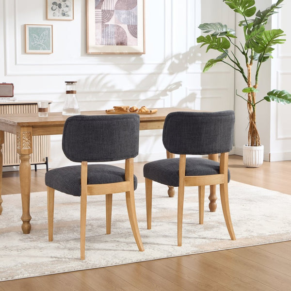 English Elm Wooden Fabric Upholstered Dining Chair Set Farmhouse Modern Style for Small Spaces W3244P487860